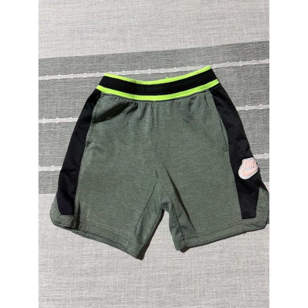 Nike Dri-Fit Kids Boys Shorts‎ Green Black Neon Size L 6-7 Yrs Athletic Running